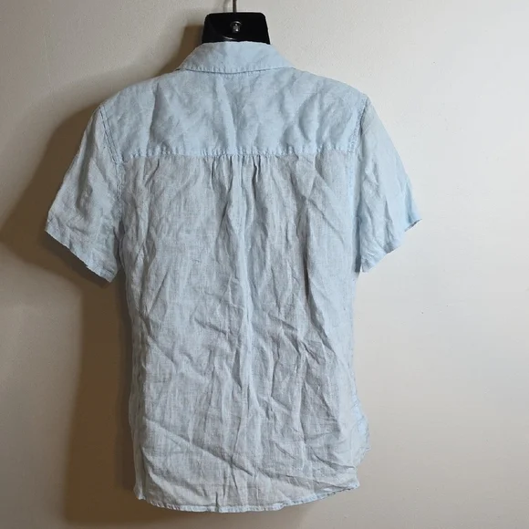 Sky Blue Linen J. Jill Button Down Shirt Medium - Picture 4 of 7